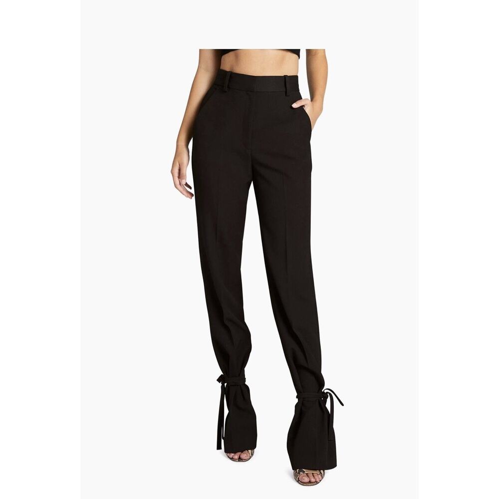 A.L.C Callaghan Ankle Tie Pants Womens 0 Black Trousers High Rise Chic Straight